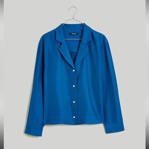 Madewell Cropped Resort Long Sleeve Silk Blouse NWT